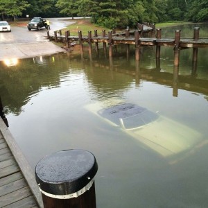 Car in Lake Kedron Peachtree City