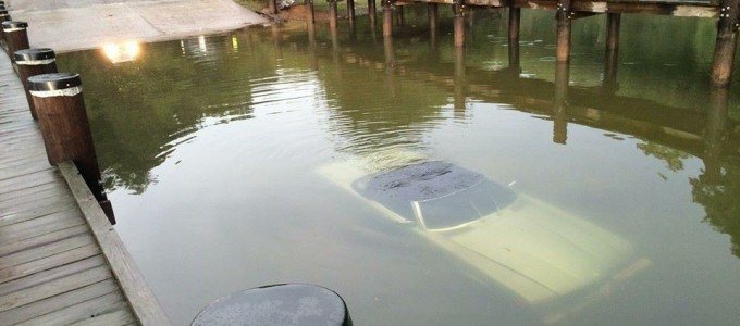 Car in Lake Kedron Peachtree City